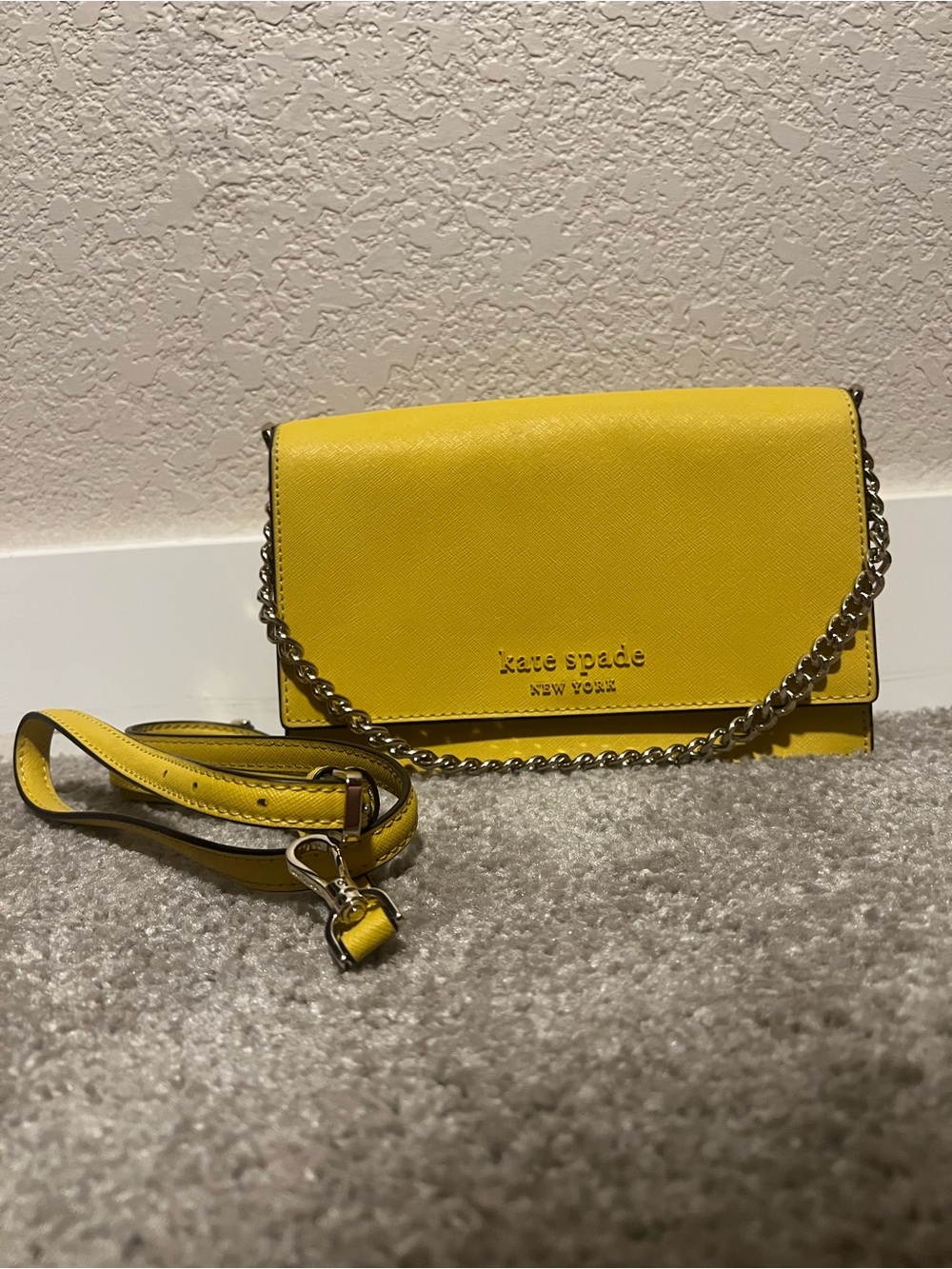 kate spade yellow saffron Saffiano Crossbody Wallet